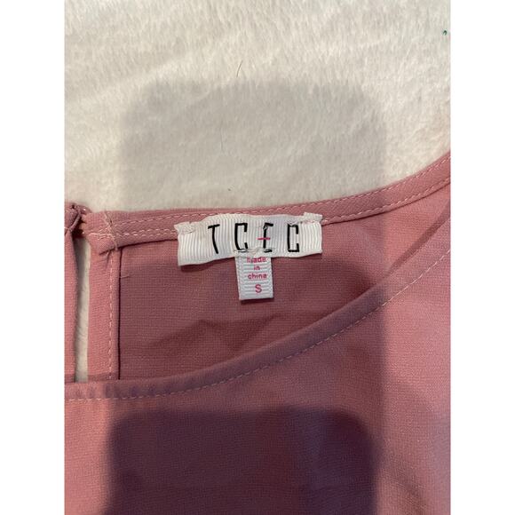 TCEC Faux Fur Blouse Pink Women's S Small Short Sleeve Solid Minimalist Boxy Top - Picture 8 of 9